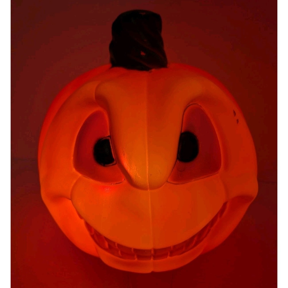 Vtg Empire Two Faced Double Sided Light Up 13" Blow Mold Jack O‎ Lantern Pumpkin